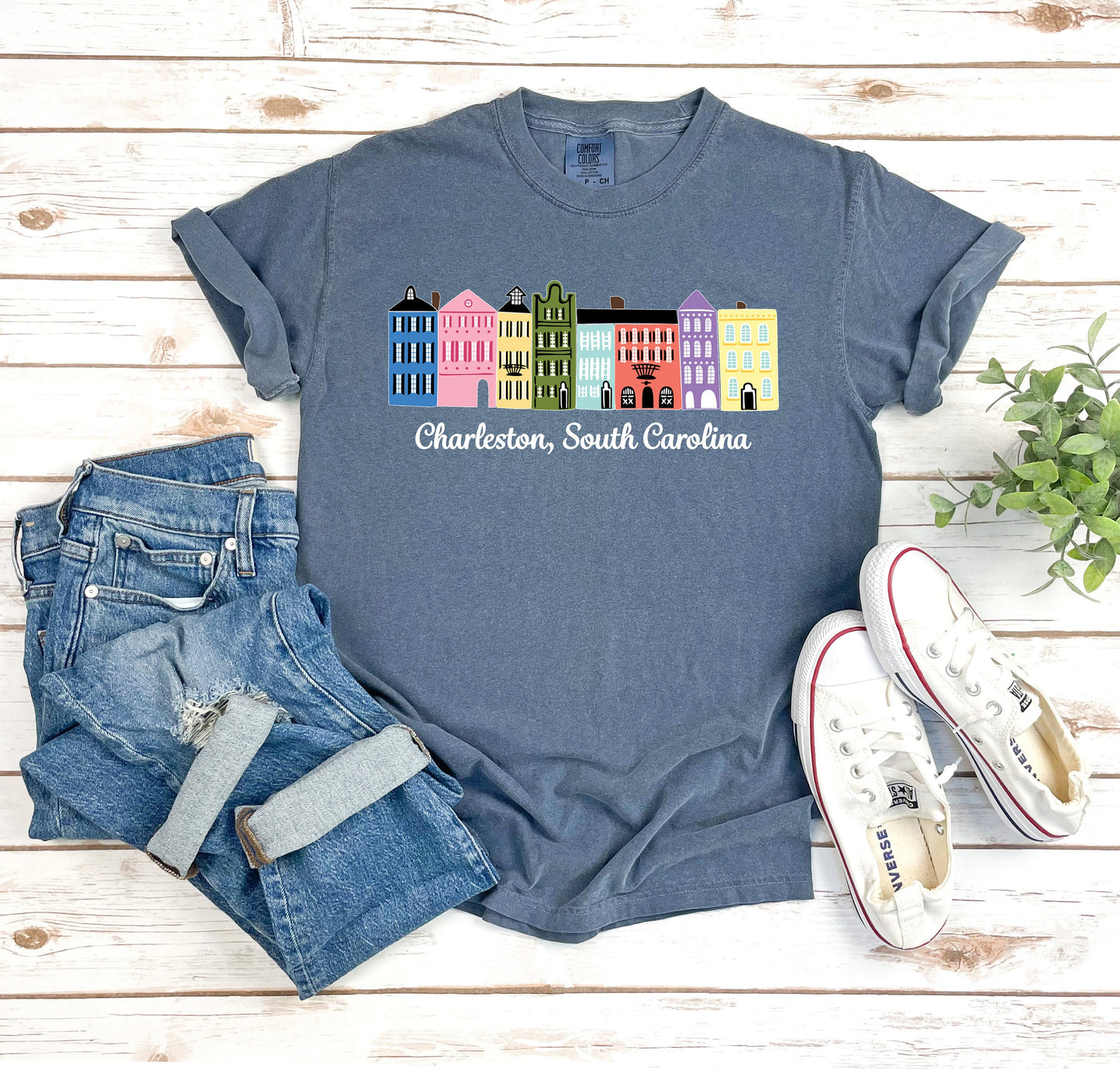 Charleston South Carolina Rainbow Row Tshirt