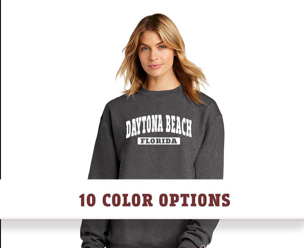 313 Apparel Company Champion Daytona Beach Florida Unisex Sweatshirt Unisex Adult Extra Large Charcoal Heather