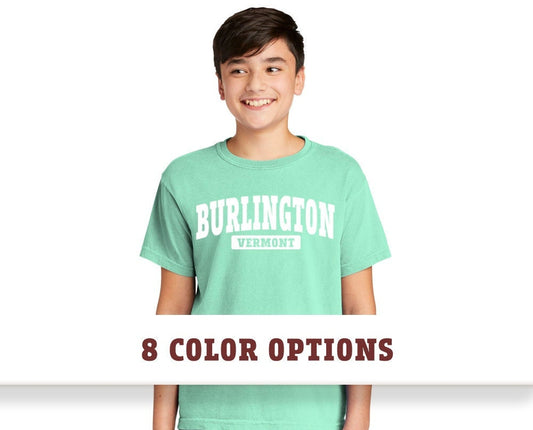 Comfort Colors Burlington Vermont Unisex Youth Short Sleeve T-Shirt, Custom T-shirt, Comfort Colors T-shirt