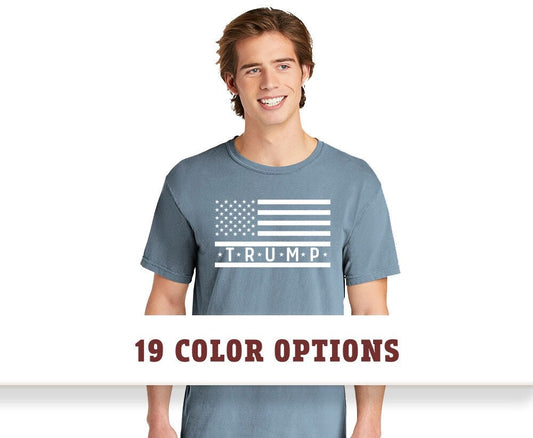 Comfort Colors Trump 2024 Flag Short Sleeve T Shirt, MAGA T Shirt, 2024 Election T Shirt