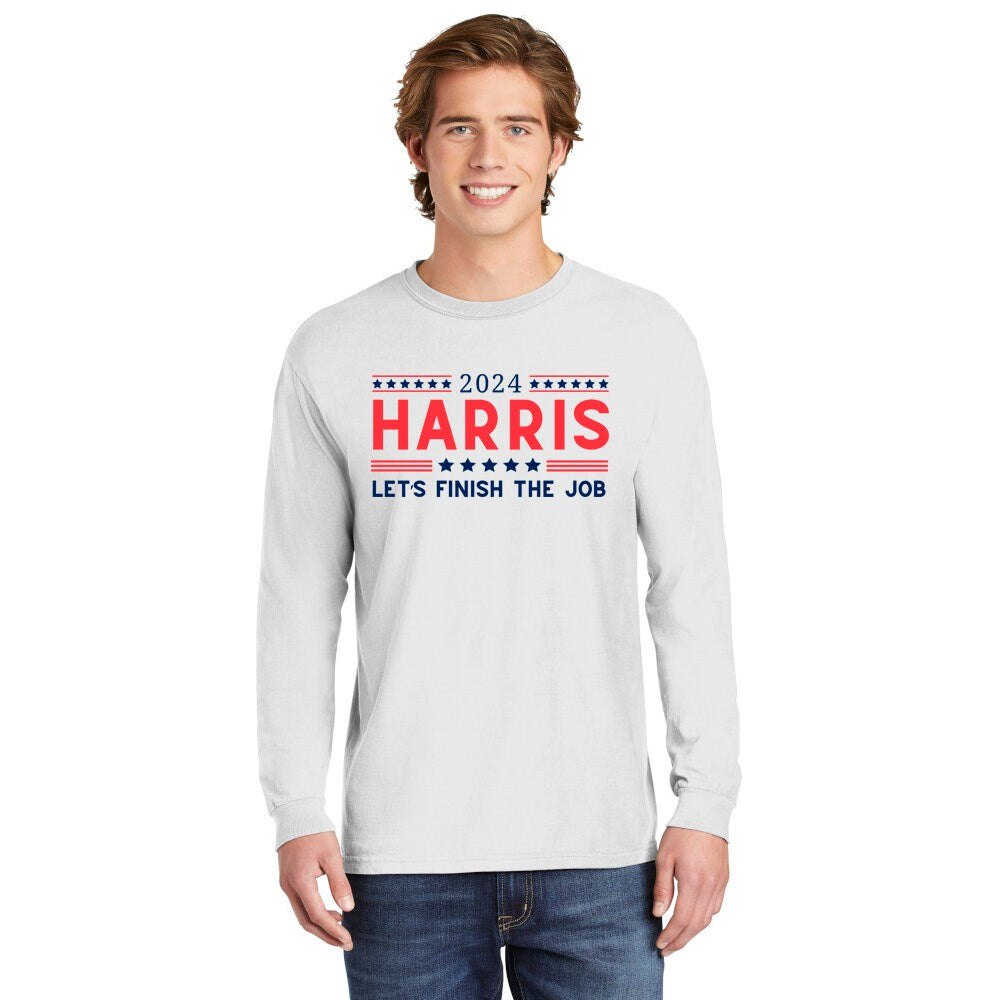 Comfort Colors Harris 2024 Long Sleeve T Shirt, 2024 Election T Shirt