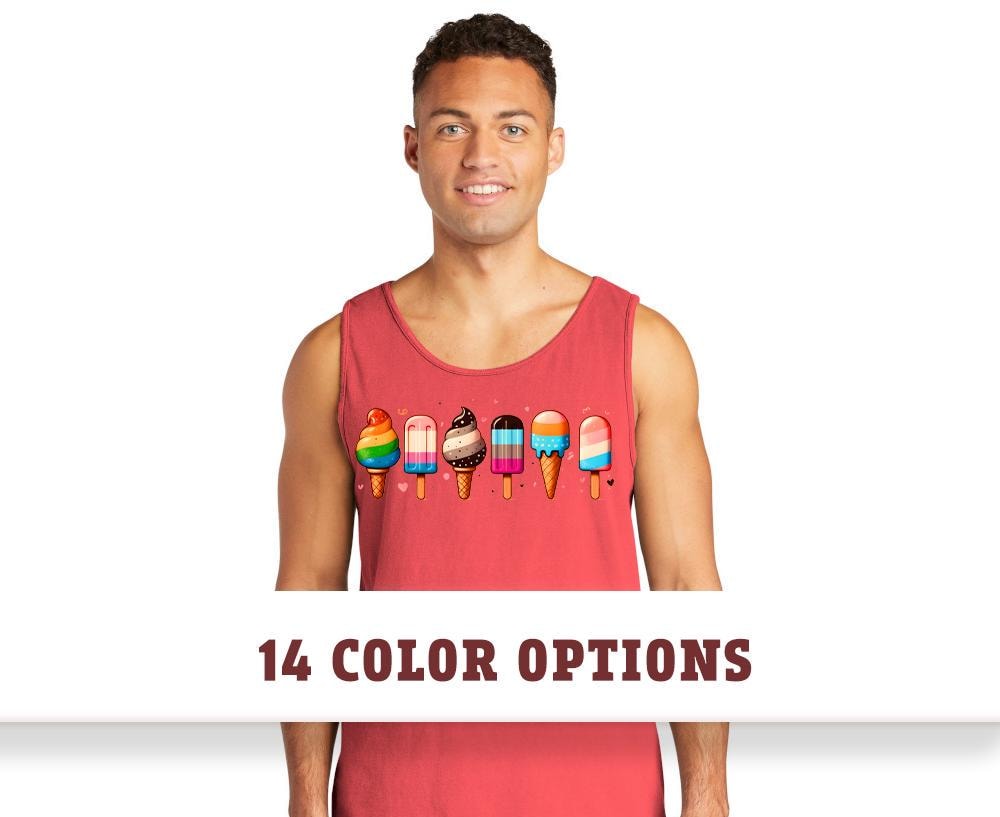 Comfort Colors Gay Ice Cream Tank Top Shirt | LGBTQ Shirt | Pride Shirt | Lesbian Pride Shirt | Queer Gift | Pride Month T-Shirt