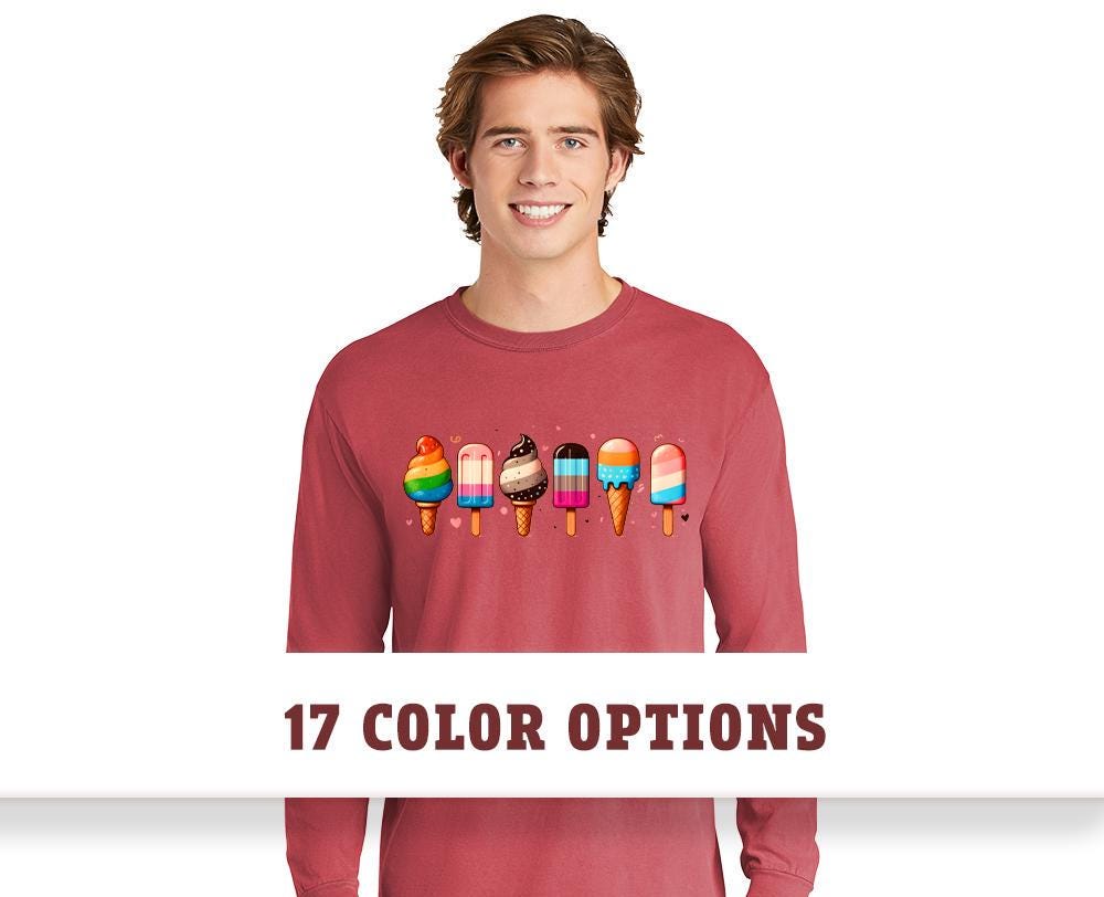 Comfort Colors Gay Ice Cream Long Sleeve Shirt | LGBTQ Shirt | Pride Shirt | Lesbian Pride Shirt | Queer Gift | Pride Month Shirt