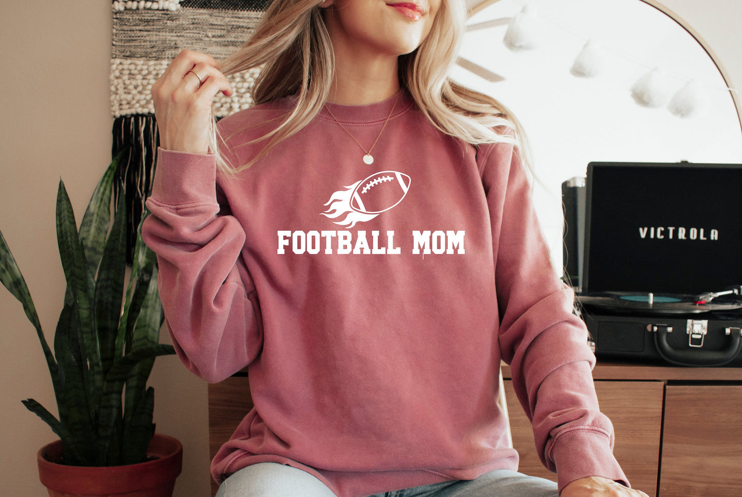Football Mom Gameday Comfort Colors Sweatshirt Vintage Style Football Shirt Tailgate Clothes Varsity Tee Fire Style