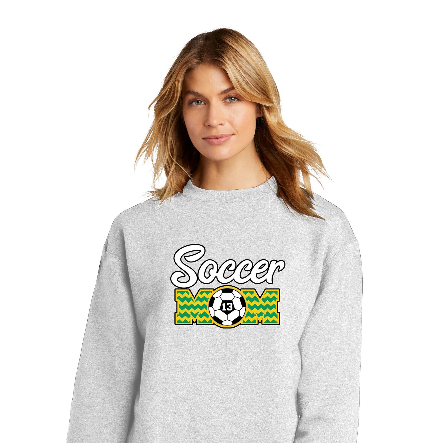 Custom Soccer Mom Champion Sweatshirt Personalized with Team Color and Jersey Number